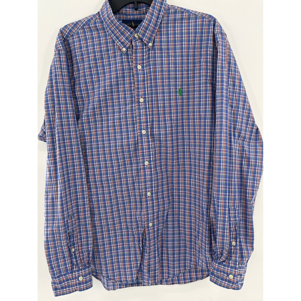 Ralph Lauren Men's Slim Fit Plaid Button Down Shirt Long Sleeve XL